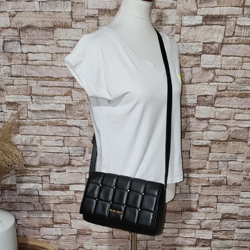 Ellen Tracy Black Quilted Crossbody Bag